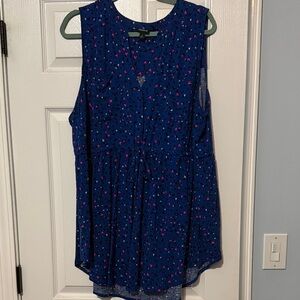 torrid Navy Blue Sleeveless Printed Peplum Tank with Pink Accents